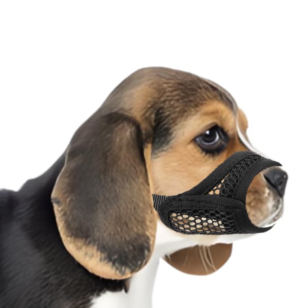 Mesh Muzzle for Short Snout and Small Medium Dogs Anti-bite Black Black S