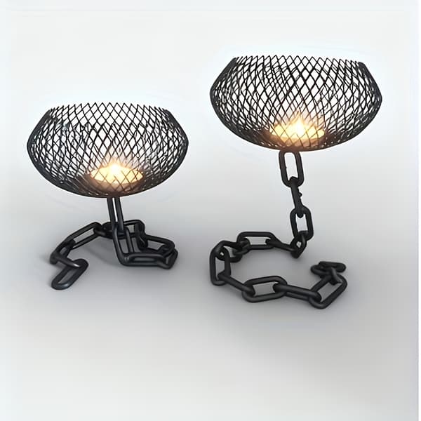 Industriell Kjede Jern Lysestaker Sett med 2 Rustikk Stil Solid for Innendørs Utendørs Telys Bryllup 2pcs