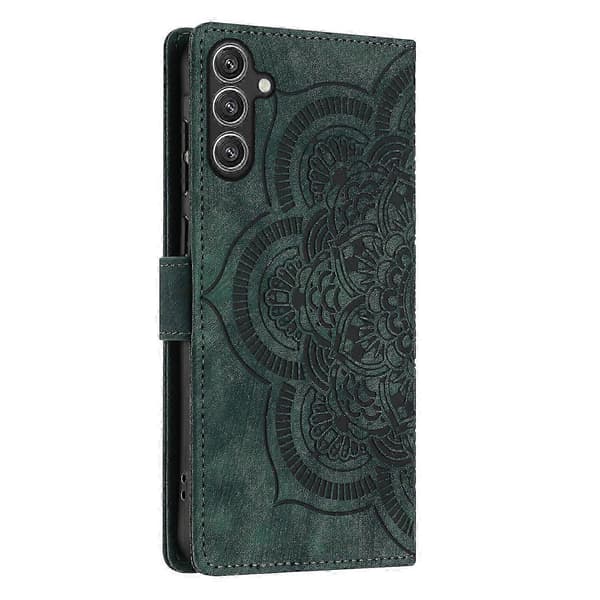 Frosted Læder Etui til Mandala Emed Retro Telefon Grøn