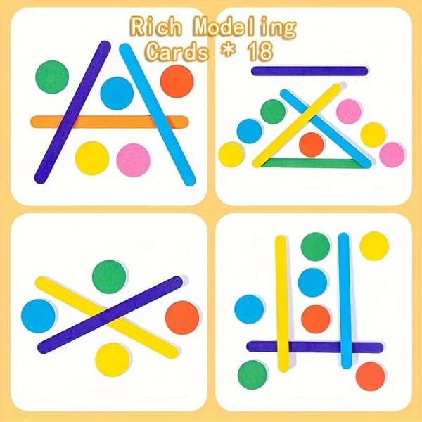 Træ Rainbow Stick Puzzle til Børn - Blå, Sensorisk Logisk Tænkespil, Pædagogisk Legetøj til Børn Blue