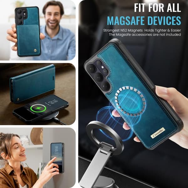 Magnetic RFID Blocking Leather Case for Samsung Galaxy S26 Ultra 5G Grön