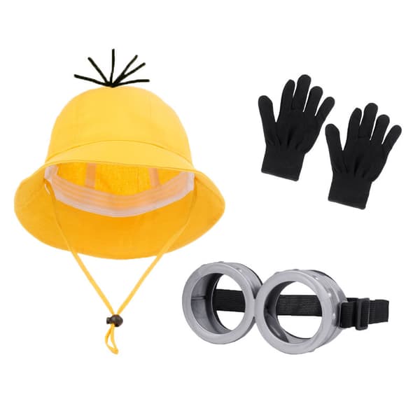 Gul hat forældre-barn bøllehat kostume, hat rekvisitter, forår/sommer solhat, Halloween performance hat til børn three-piece set grown ups