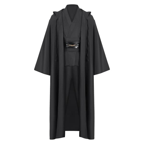 Mub - Obi Wan Kenobi Premium Kvalitet Cosplay Kostume sort Jedi kappe fra Star Wars til lyssværddueller Sort Sort Sort Black M