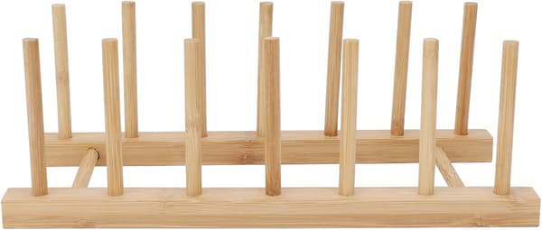 Pannställ Bambu Tallrikshållare 30x12 cm 7 Fack Köksförvaring