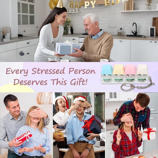 Nyckelring, Stressavlastande Fidget Toy Push Bubble Sensorisk Nyckelring, Macaronfärg
