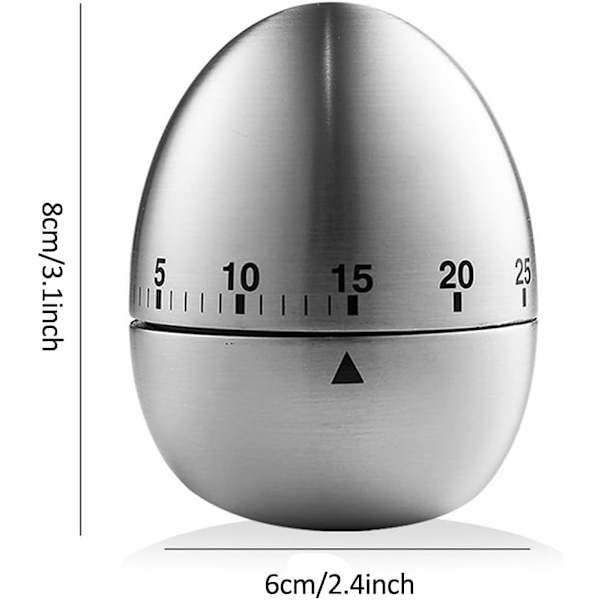 2 stk. Mekanisk Egg Timer Rustfritt Stål Kjøkkentimer
