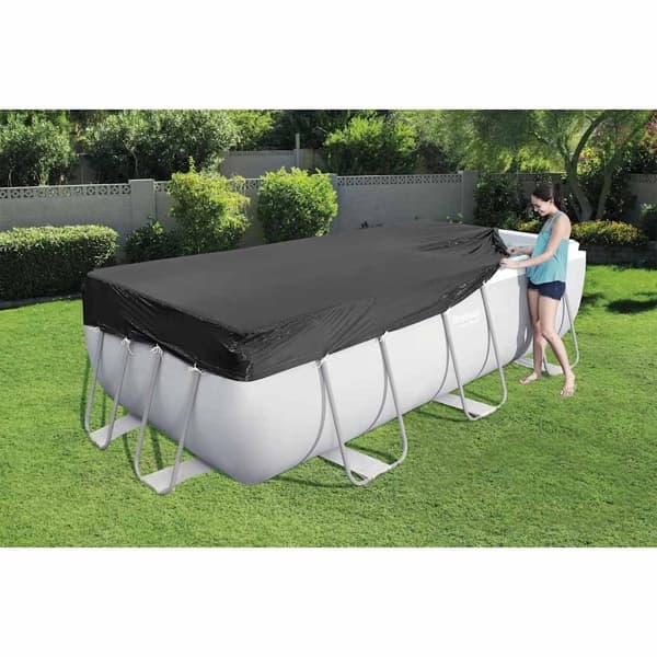 Bestway Poolovertræk Flowclear 404x201 cm Antracit Blå