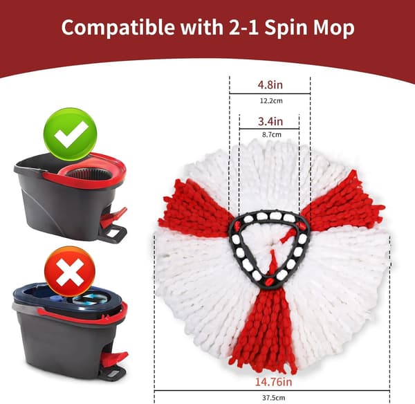 Moppehoder Kompatible med Vileda 2-i-1 Turbo Mopp Erstatningshode Mikrofiber Rød 3-pakning