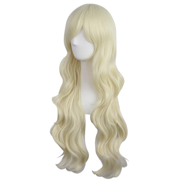 31\"/80cm Charmerende Lang Krøllet Paryk til Kvinder (Lys Blond)