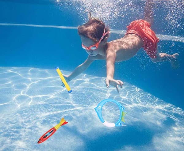 Pool Dive Leksaker Undervattens Simning Kasta Dive Torpedo Shark 4-pack