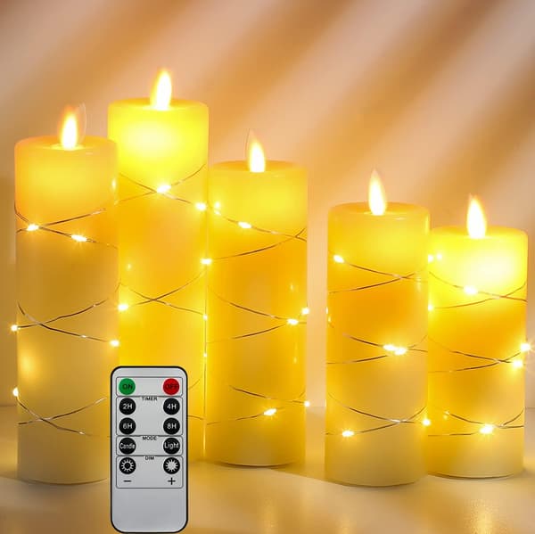 LED-lampor, batterilampor med infällda ljusslingor, 5-pack
