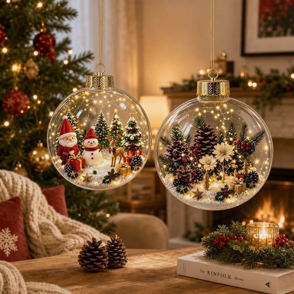 3D julekule med festlig motiv - juletrepynt - uten lys
