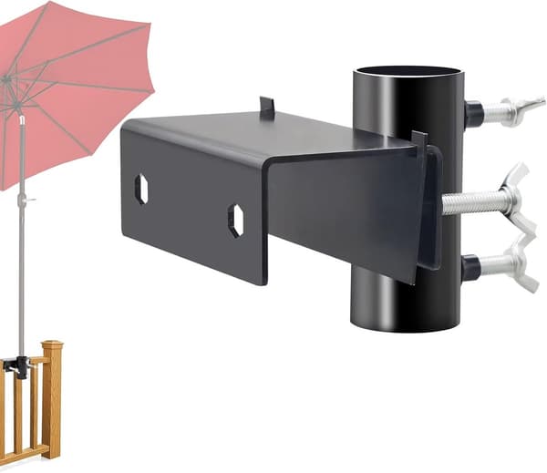 Parasolholder til Altanrækværk, Metal Parasolfod til Haveterrasse Fleksibel Montering
