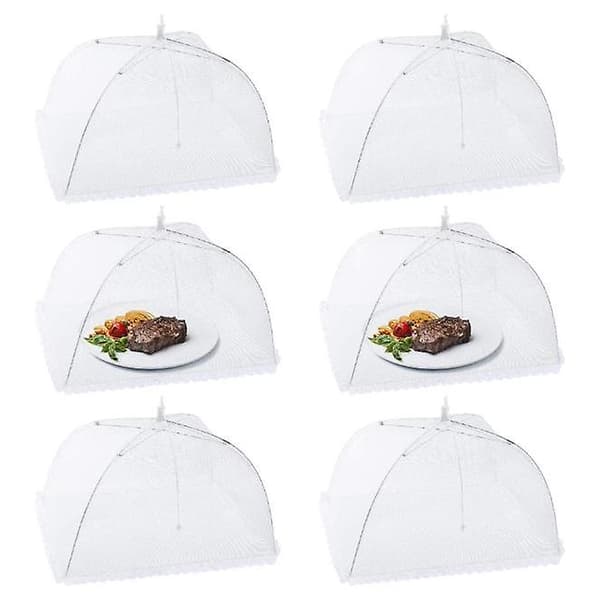 Fluehette, sett med 6 matdeksler, sammenleggbart deksel, perfekt fluebeskyttelse for mat, frukt, piknik, grill