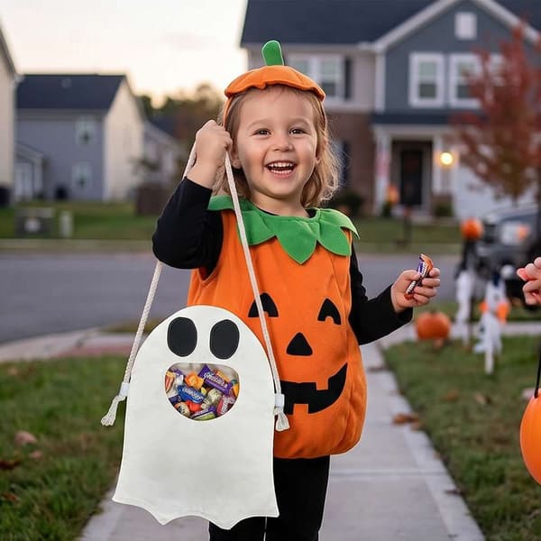 DIY Halloween Spøkelse Knask-eller-snop-pose Mønster off white