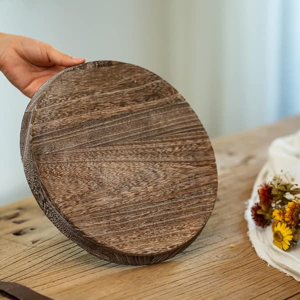 Rustic Wooden Tray Candle Holder - Small Decorative Plate