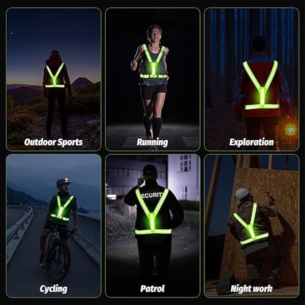 Refleksvest for løping egnet for aktiviteter som løping, jogging, rask gange og sykling (grønn)