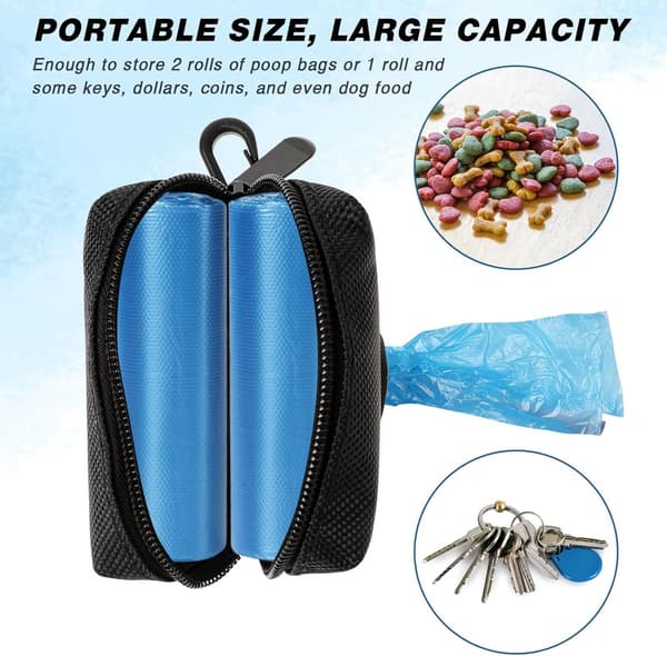 Hundetaske til hundeposer (2-pak), dispenser til hundeposer, sort