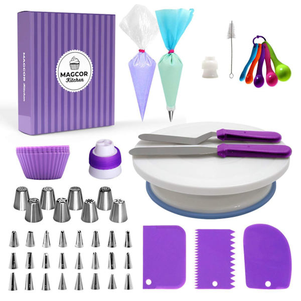 Cake Decorating Kit - Cake Tools with Cake Turntable - 60 Pieces Vit white