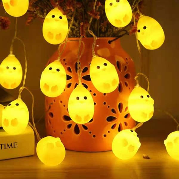 PÅSKELYS - 10 LED lyslenke med kylling, påske LED