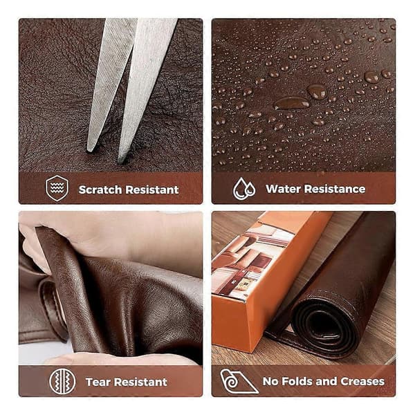 Fåtöljsnackskydd Fåtöljsnackskydd i konstläder med elastiska remmar, brun Brown