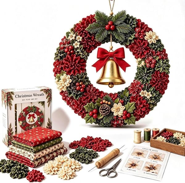 3D Tyg Julkrans DIY Kit – Skapa din egen unika julkrans (Stil D). Style D