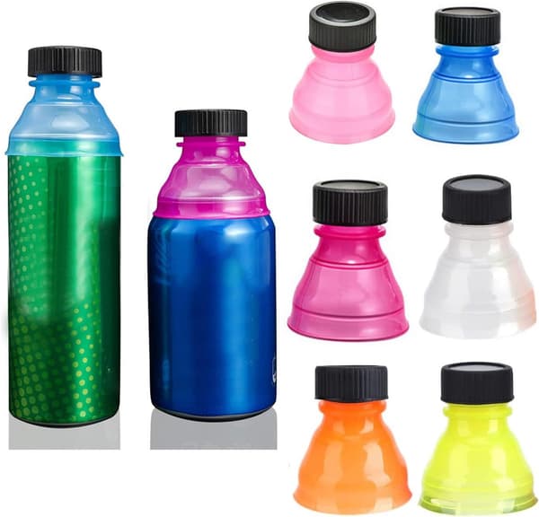 Burklock 6-pack återanvändbara, snäpplock för läskflaskor, blandade färger