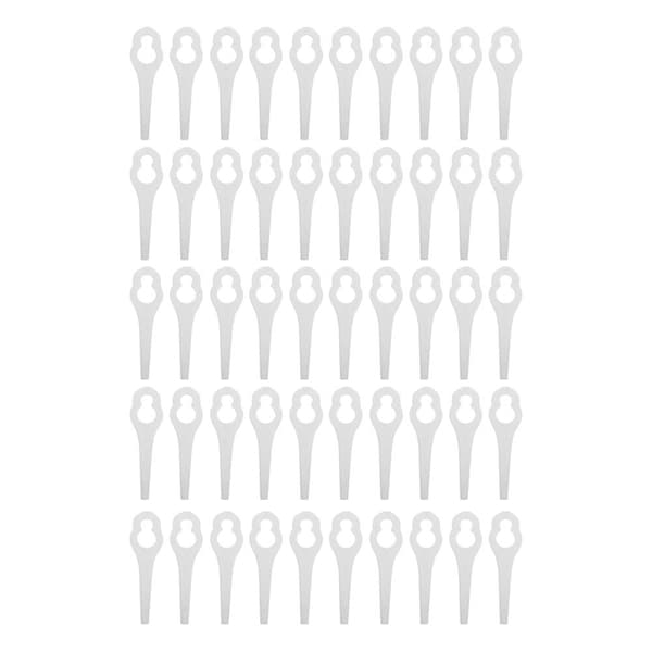 50 stk. Plastblader for gresstrimmer, reservedeler til gressklipper for BOSCH ALM 28 30 (Hvit)_xx