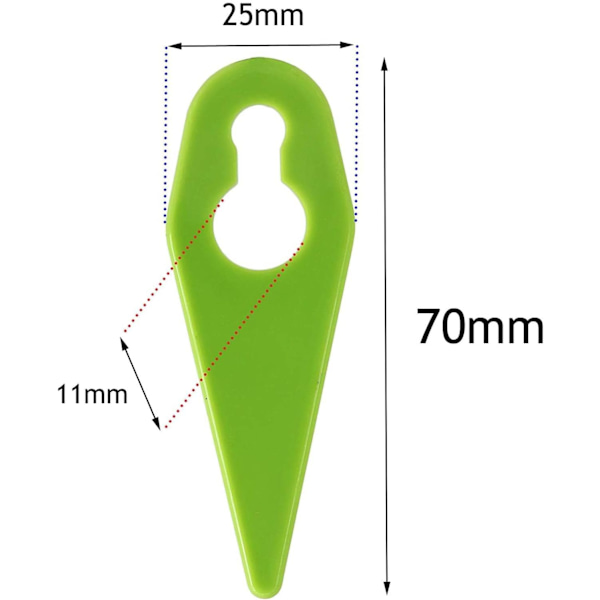 Kompatible plastblader for Gtech ST01 ST02 ST04 ST05 ST20 gresstrimmer, pakke med 100