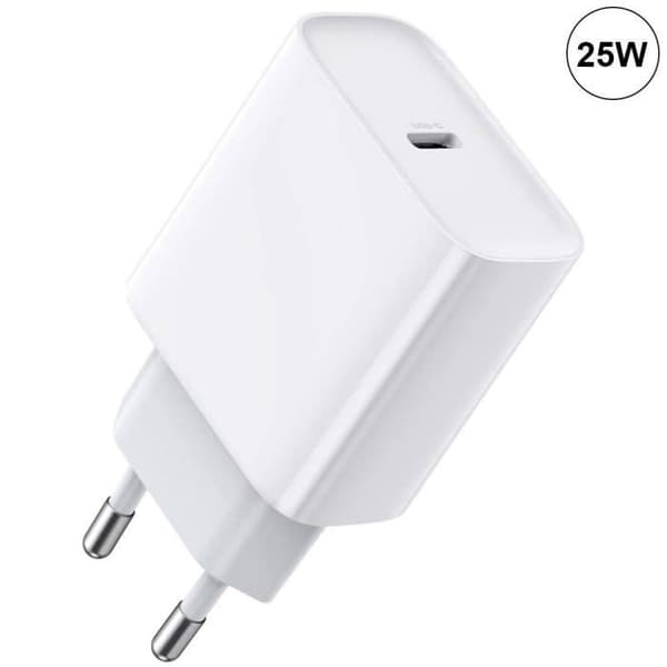 25W hvit USB-C hurtiglader for iPhone 16 Pro Max, iPhone 16 Pro, iPhone 16, iPhone 16 Plus