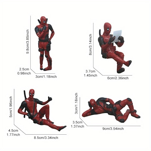 4 st Deadpool Actionfigur Set-Deadpool, Deadpool 2, Deadpool 3, Deadpool 4-Samlarobjekt PVC Statyer med Dynamiska Poser, Dynamiska Action Poser, Coll 4pcs