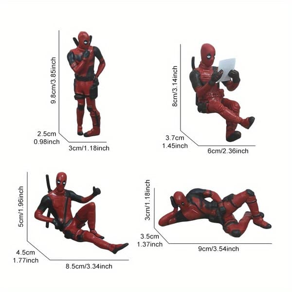 4 stk. Deadpool Action Figur Sæt - Deadpool, Deadpool 2, Deadpool 3, Deadpool 4 - Samlerobjekt PVC Statuer med Dynamiske Stillinger, Dynamiske Action Stillinger, Coll 4pcs