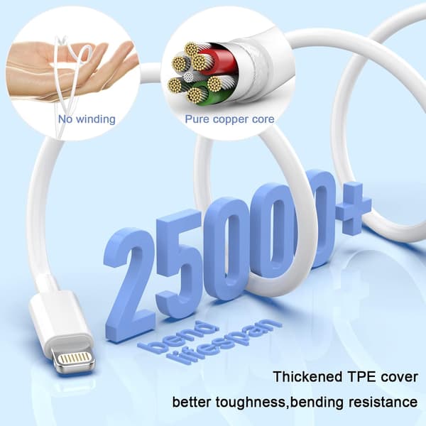 For iPhone-lader 5-pakning 6/6/6/10/10 FT Lang Lightning-kabel Hurtiglading