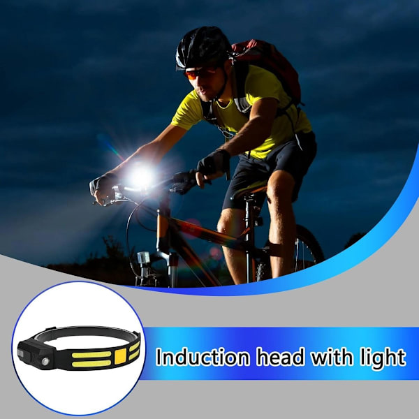 Hodelykt LED Oppladbar Bevegelsessensor 5 Moduser Camping Hodelykt Justerbar