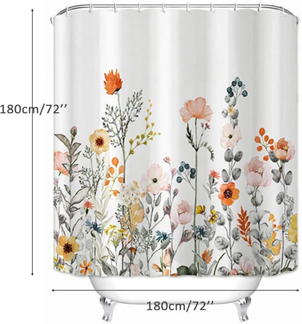 Dusjforheng, stoff dusjforheng foret blomstret hvit Sho