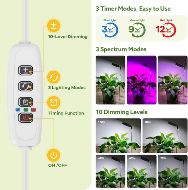 LED Plantegrowlight (Angel Ring) — Velegnet til sukkulenter, sort, dimensioner 19x14x2 cm