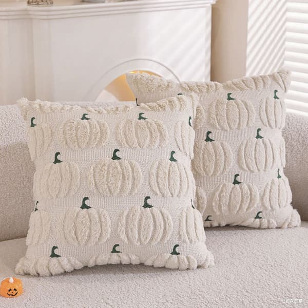 Halloween Broderet Græskar Spøgelse Pudebetræk 45x45cm, Dekorativt Pudebetræk til Sofa og Soveværelse Yellow Maple Leaf 45*45 (excluding pillow insert)