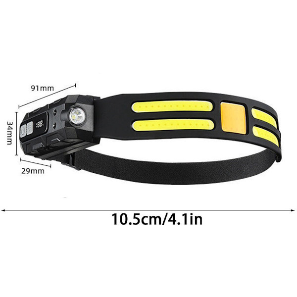 Hodelykt LED Oppladbar Bevegelsessensor 5 Moduser Camping Hodelykt Justerbar