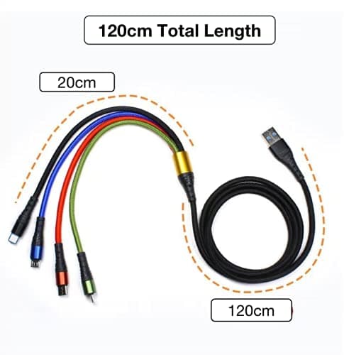 4-i-1 USB Hurtigopladningskabel [120 cm længde] Multi-brug kabel til Type-C Micro Android-telefoner
