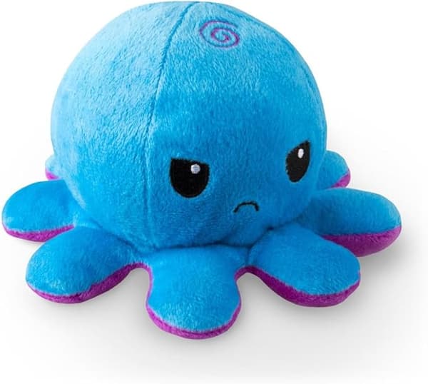 TeeTurtle - Den originale vendbare blæksprutteplys - Lilla + Blå - Søde sensoriske fidget-bamser, der viser dit humør, 10 cm
