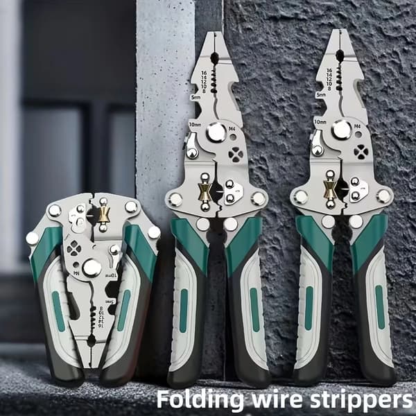 Multifunktionel afisoleringstang i rustfrit stål med foldbart design, velegnet til elektrisk arbejde, VVS, krympning, skæring og vridning