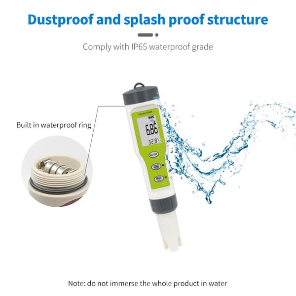 Digitalt pH-meter Stor Vanntett Penn Vannkvalitetstester 4 I 1