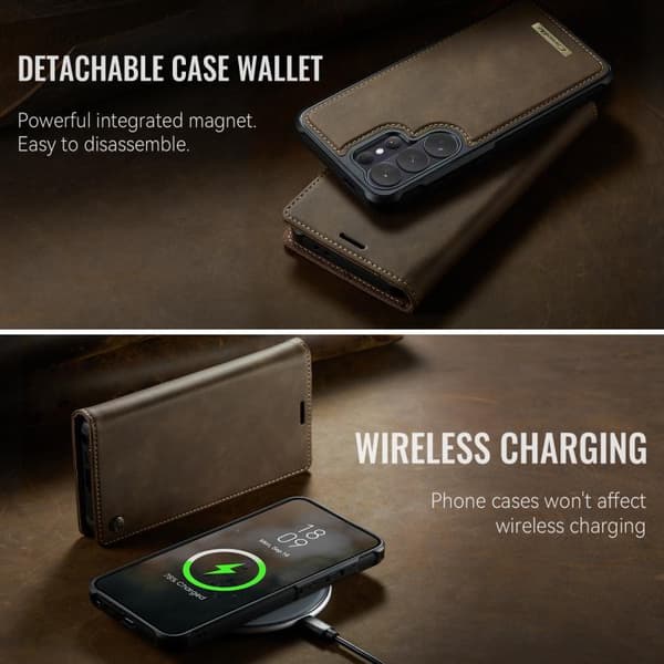 Magnetic RFID Blocking Leather Case for Samsung Galaxy S26 Ultra 5G Kaffe