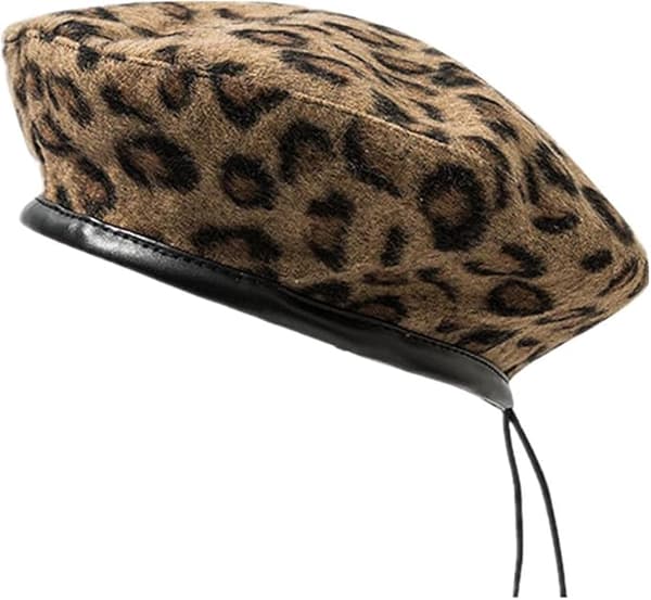 Basker Franska Konstnären Leopard Basker Dam Höst Vinter Hatt Justerbar