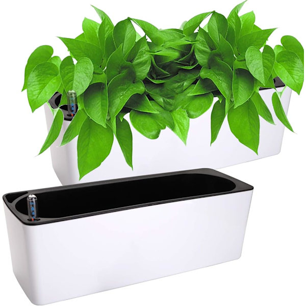 2-pack rektangulär självbevattnande planteringslåda med vatten