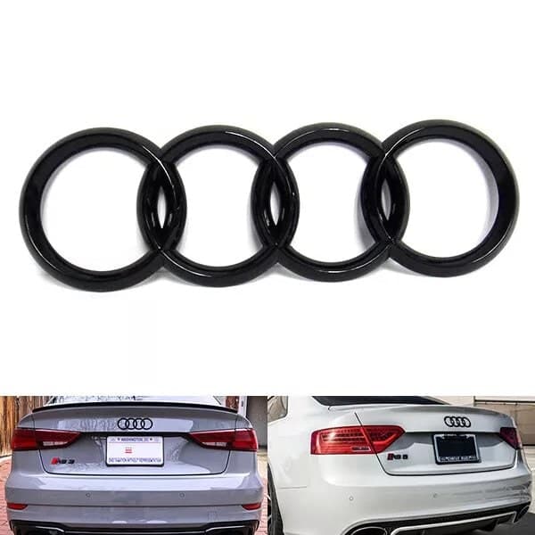 Sort blank bagklap bagagerumslåg ringemblem til Audi A3 A4 S4 A5 A6 S 192x62mm
