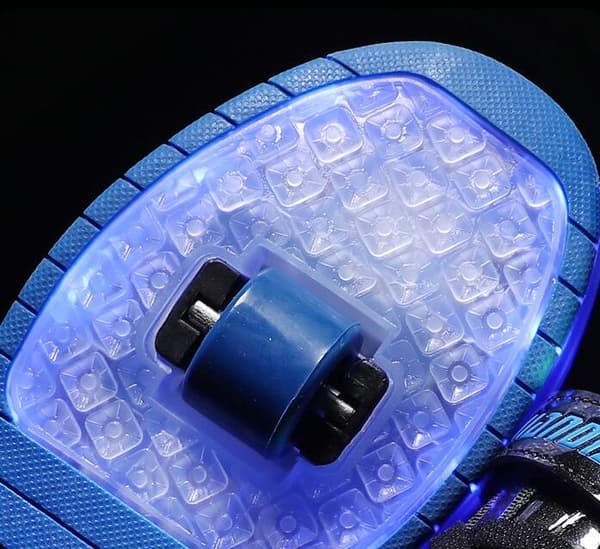Børns LED USB Genopladelige Enkelt Hjul Rulleskøjtesko Sort og Blå -FA- sort og blå black and blue 33