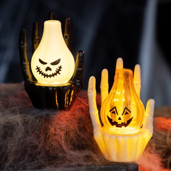 Halloween LED Spøgelseshånd Natlampe, Lysende Græskar Lampe Dekoration til Fest og Værelse Ghost face