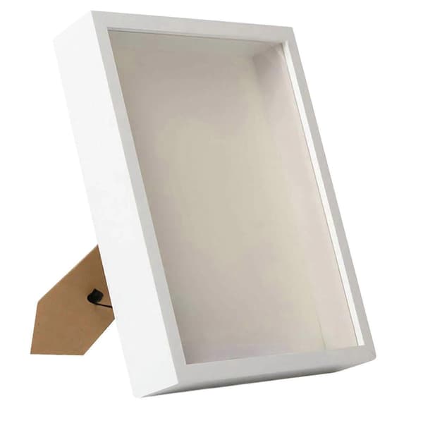 Trä Skuggbox Ram Djup Skuggbox 21,9cmx27cm Displayfodral Minnesdisplay White