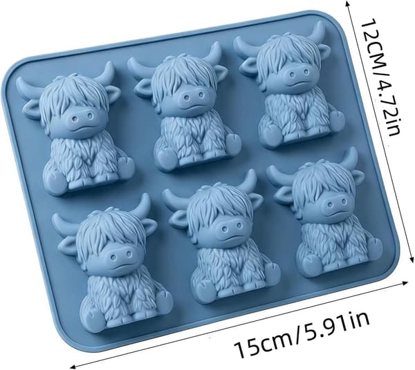 Mini Highland Ku Isbitform, 3D Silikonform for Isbiter i Kuform, Silikon Dyre-Isbitform